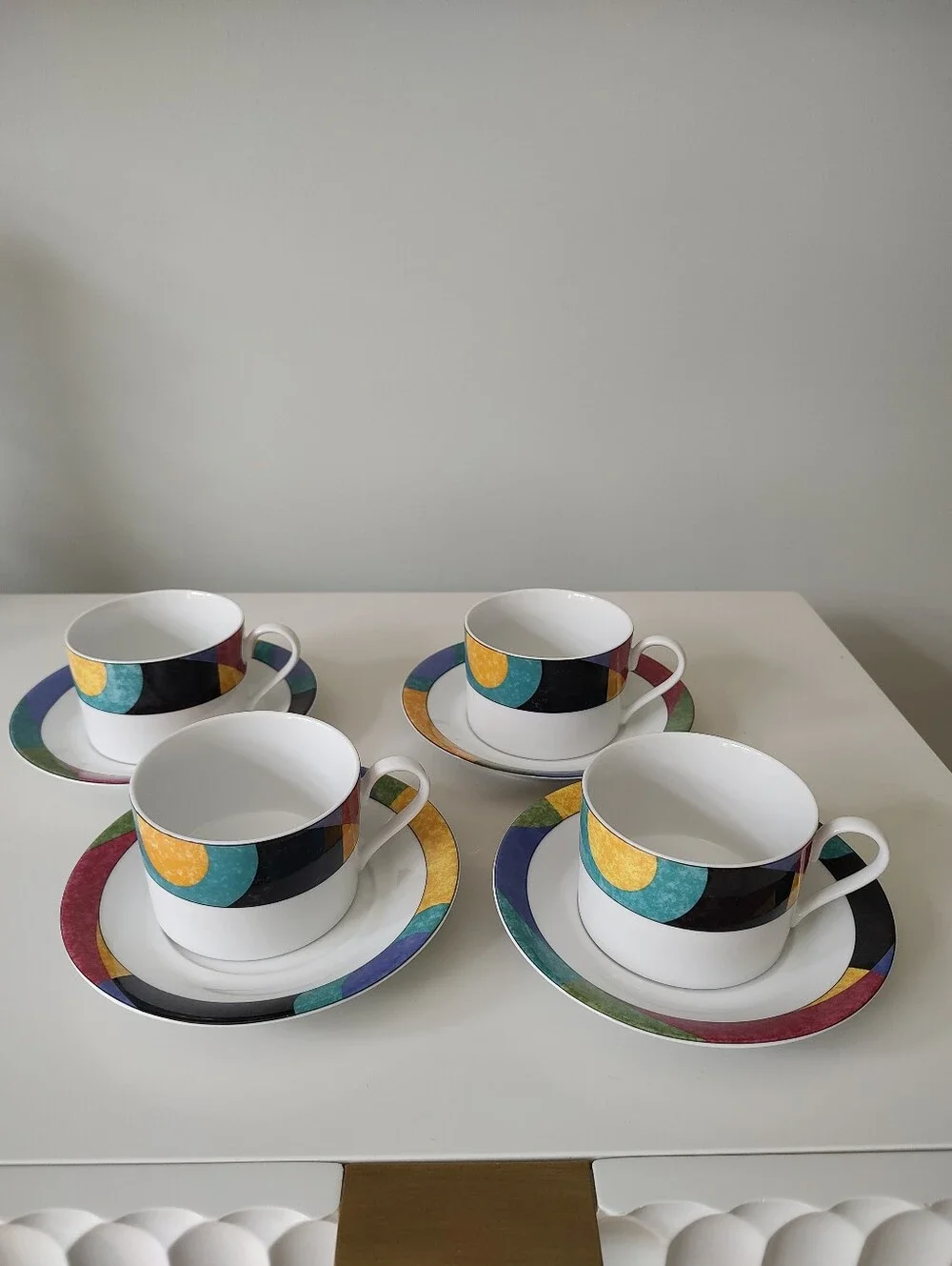 Vintage 90s Mikasa CurrentsCups And Saucers Set Of 4